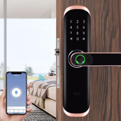 China Zinc Alloy IC Card Password Touch Screen WiFi Lock Fingerprint HIMOJO Smart Locks Door with Mechanical Key for Tuya Hotels Security Lock for sale