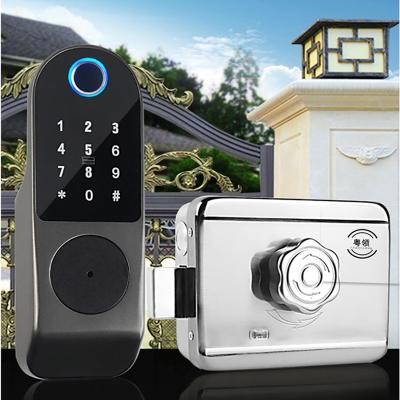 China Stainless No Rim Unlock Smart Card Digital Outdoor Code Fingerprint Wiring Electronic Locks Door For Home Security Metal Strike Waterproof for sale