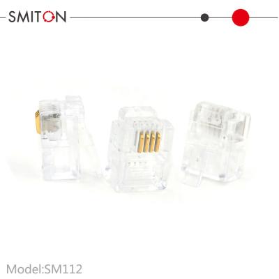 China Telephone gold plated connector rj11 telephone line plug 6P4C 4pin modular for sale