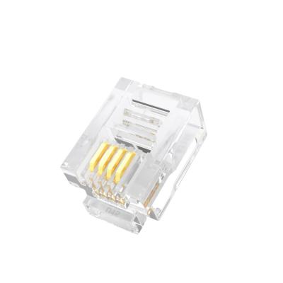 China Telephone 6P4C RJ11 Male Connector Cat.3 Gold Plated Plug For Telephone for sale