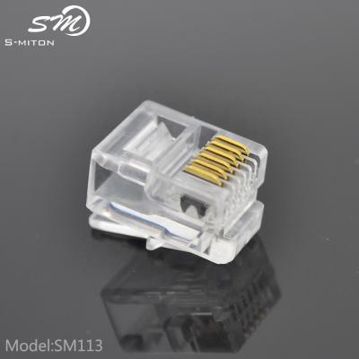 China 1000 Pcs Copper RJ11 RJ12 6P6C Jack Male Plugs Modular 6 Pin Telephone Connector for sale