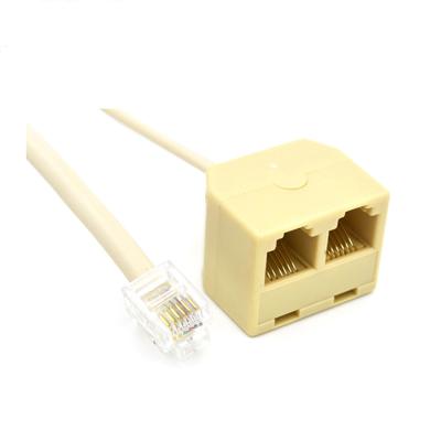 China Telephone 1 To 2 Way RJ12 Telephone ADSL Splitter 6P6C With Cable for sale