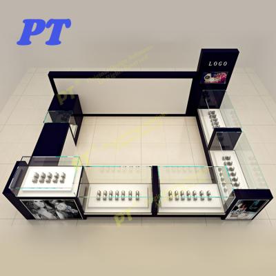 China Luxury Jewelry Mall Goods Table Free Standing Counter Led Small Watch Cabinets Booth Equipment Kiosk Whosale for sale