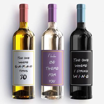 China Waterproof Wine Label Printed Sticker Clear Bottles Bottle Vinyl Glass Liquor Printing Embossed Aluminum Adhesive Custom Gold Foil for sale