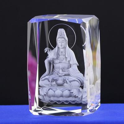 China Europe factory price Crystal Buddha Statue Engraved 3d laser cut Crystal Cube for sale