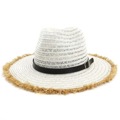 China Popular Summer High Quality Striped Paper Straw Hat Panama Straw Hat for sale