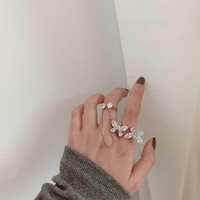 China Fashion 2020 Fashion Korean Butterfly Zircon Open Ring for sale