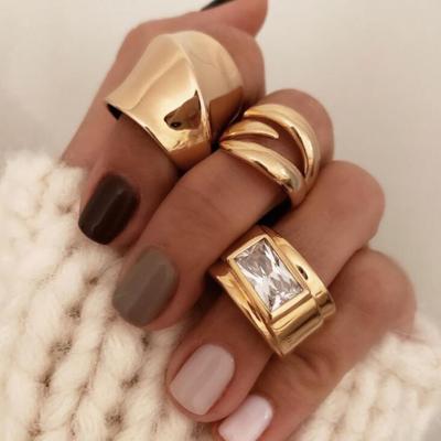 China CLASSIC 2020 New Design Gold Alloy Plated Punky Mental Rings Women Color Ring Jewelry for sale