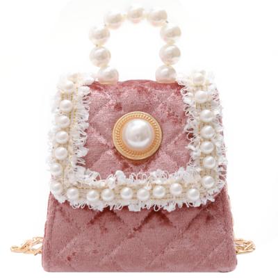 China Fashion Children's Gifts Little Girl's Handbags Little Girl's Handbags Cute Chain Cute Chain Mini Pearls Cross Body Shoulder Bags for sale