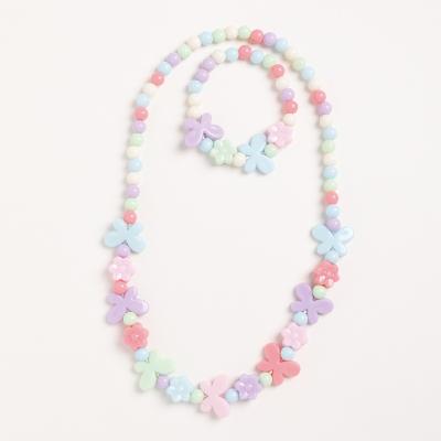 China Fashion Purple Necklace Toddler Girls Kids Jewelry Colorful Butterfly Beads Necklace for sale