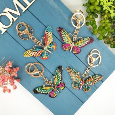 China Alloy Diamond Alloy Butterfly Creative Pendant Gift Key Chain for sale