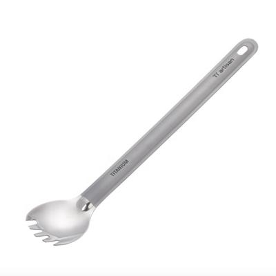 China Pure Titanium Lightweight Outdoor Picnic Camping 2 In 1 Titanium Spoon Spork Accept Custom Logo for sale