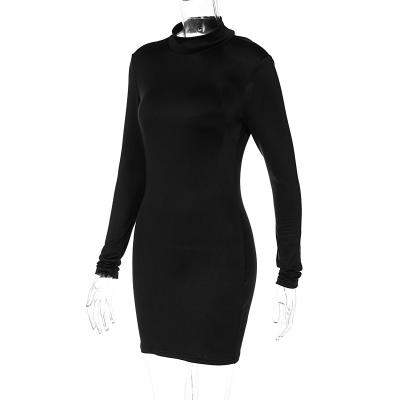 China Other Long Sleeve Solid Color Body Dress Women Skinny Elegant Sexy Backless Evening Dress for sale