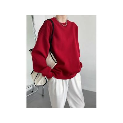 China Korean Version Other New Wine Red Thickened Long Sweater Women's Loose Sleeve Sweatshirt for sale