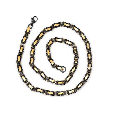 China Wholesale RB CLASSIC Gold and Black Square Chain Necklace Letter Necklace Custom Gold Plated Jewelry for Men for sale