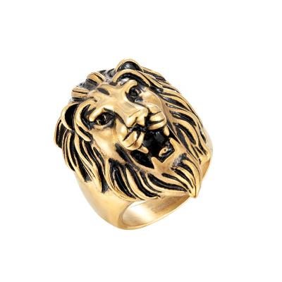 China CLASSIC Gold Plated 316l Stainless Steel Jewelry Lion Casting Custom Ring For Man Animal Ring Set For Men Masculine for sale