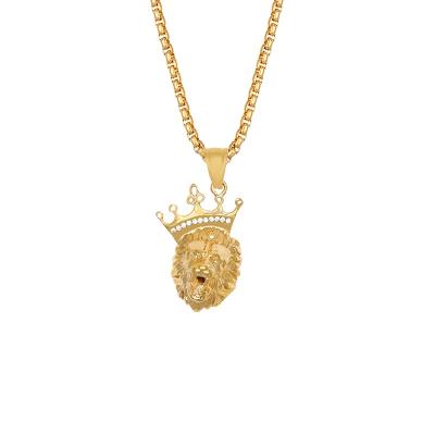 China RB gold diamond diamond gold RB lion raw crystal fierce crown head jewelry charms men's custom chain pendants pendants for sale