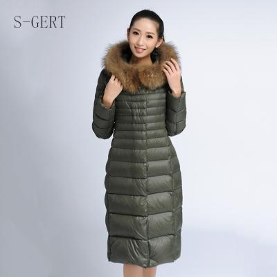 China Breathable Lightweight Medium Long Ditch Down Filled Ladies Feather Down Jacket For Winter for sale