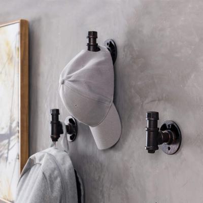 China 3 Pack Industrial Wall Hook JH-Mech For Vintage Hanger Rack Hardware Iron Pipe Coat Towel Industrial Wall Mounted Rack for sale