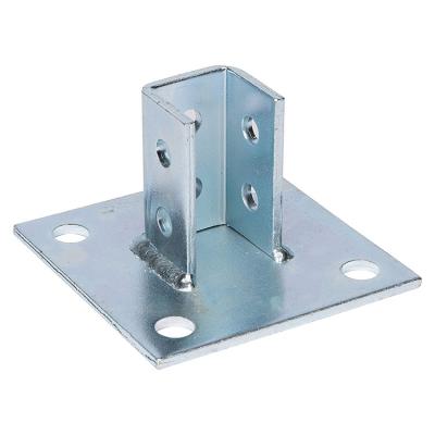 China Rust And Corrosion Resistant 4 Hole Square Side Orientation Galvanized Steel JH-Mech Secures Strut Assembly To Floors, Surfaces Post Base Channel Bracket for sale