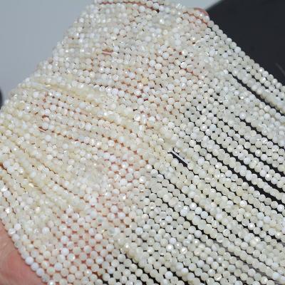 China Other Other Natural Mother Of Pearl / MOP Faceted Round Beads 3.4mm for sale