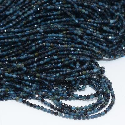 China Other Other Natural Dark Blue Tourmaline Faceted Round Beads 2mm for sale