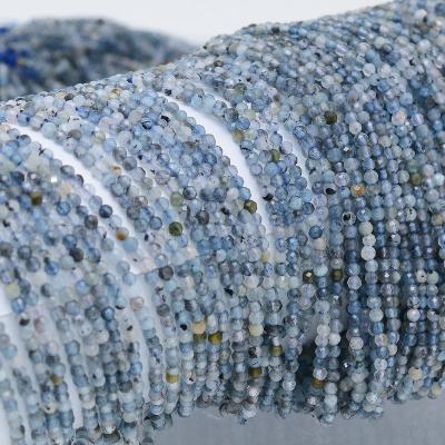 China Other Other Natural Aquamarine With Black Tourmaline Faceted Round Beads 2.4mm for sale