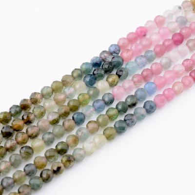 China Other Other Natural Gemstone Nice Multiple Tourmaline Faceted Round Beads 3.5mm for Bracelet DIY Jewelry Making for sale