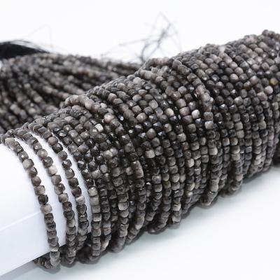 China Other Other Natural Nice Quality Sliver Obsidian Faceted Cube Beads 4.2mm for sale