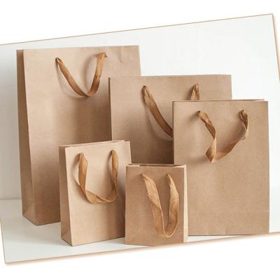 China Recycled Materials Brown Recyclable Custom Rope Handle Bags Square Bottom Kraft Paper Bag for sale