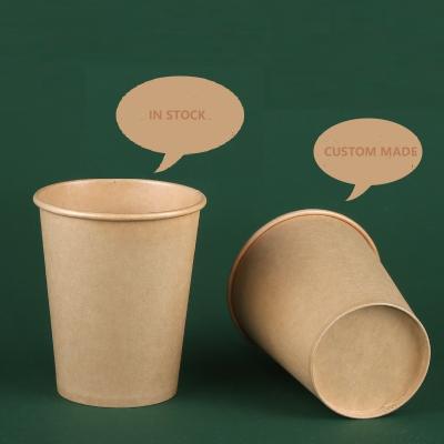 China Recyclable in Custom Craft Paper Cup Logo Printed Disposable Eco Stock Friend Kraft Paper Cup With Lid for sale