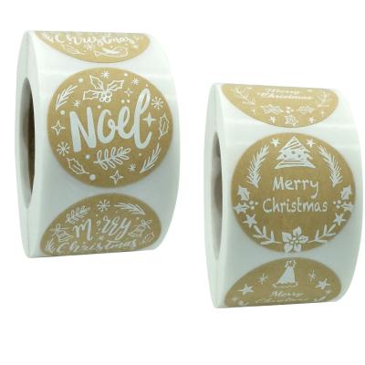 China Custom Printing Eco-friendly Manufacturers Logo Adhesive Roll Christmas Stickers Packaging Labels for sale