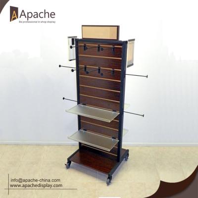 China High quality custom wooden floor display slatwall display stand for sale