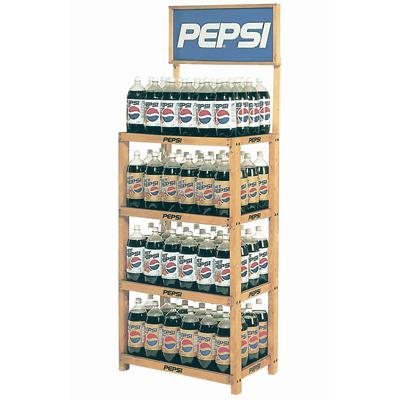 China Durable Wooden 4 Shelf Beverage Bottle Display Rack for sale