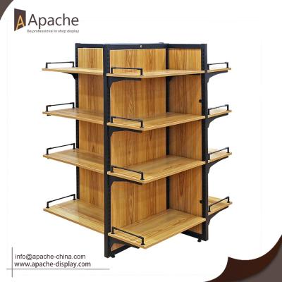 China Durable Advanced Germany Tools Wooden Supermarket Furniture Display Stand With Shelf for sale