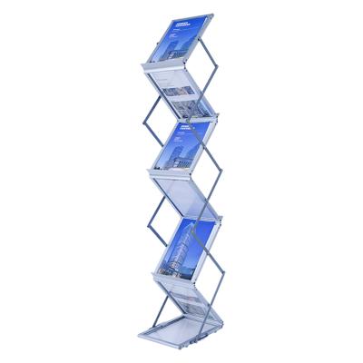 China For Display& Promotional Aluminum Catalog Holder Z Shape Acrylic Brochure Display Stand for sale