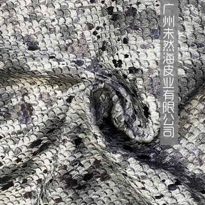 China Brown Gray Two-Color Colored Version of Dragon Scales Top Layer Leather Hair Ride Horse Vintage Laser Cutting Knife Heavy Duty Snake Pattern New for sale