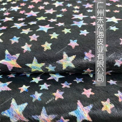 China Heavy Duty Leather Star Print Multicolor Gradient Wrinkle Horsehair Fashion Leather Shoes Bag With Leather for sale