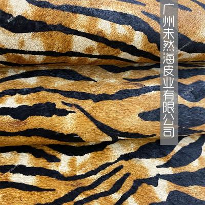 China New Version Clothing Tiger Pattern Printed Leather Bag Wrinkle Horse Hair Resistant Genuine Leather for sale