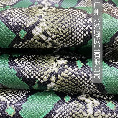 China First layer wrinkle resistant cowhide snake pattern 3D printing phone case python pattern genuine leather for sale