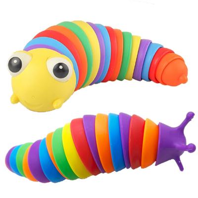 China Effort Relaxing By Its Sound And Material Newcomers Unzip Rainbow Figet Toy Finger Slug For Arculated Twist Small Sensory 3d Printed Articulated Slug for sale