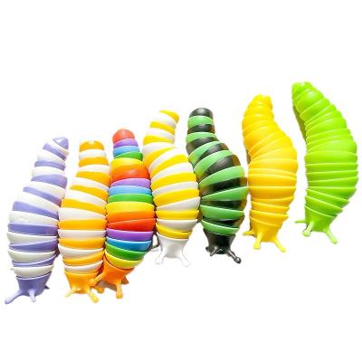 China Effort Relaxing By Its Sound And Material Newcomers Unzip Rainbow Figet Toy Finger Slug For Arculated Twist Small Sensory 3d Printed Articulated fidgety slug for sale