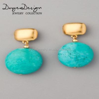 China Fashionable Simple Turquoise Earring Gold Plated Earring for sale