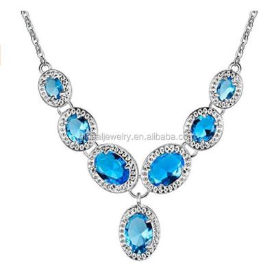 China Fashionable Blue Diamond Ring Earring Bracelet Pendant Necklace Set for sale