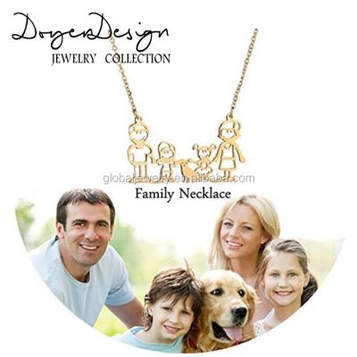 China Trendy Gold Plated Family And Dog Charms Pendant For Mother's Day Necklace for sale