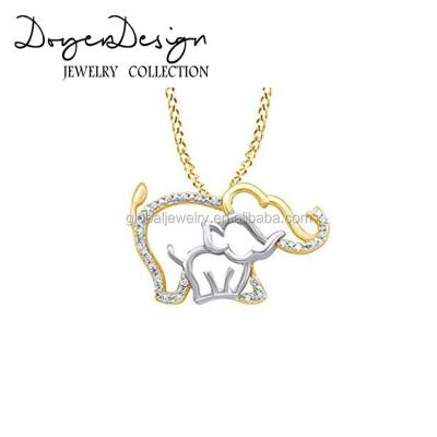 China Trendy Elephant Mother And Child Pendant Gold Plated Pendant For Mother Gifts Necklace for sale