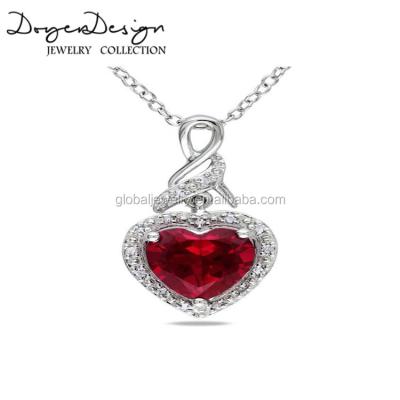 China Trendy Fashion Jewelry Manufacturer, Red Stone Pendant Heart Crystal Pendant for sale