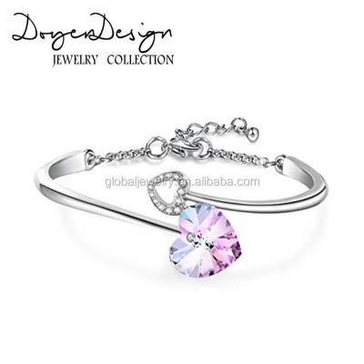 China Trendy Heart Tone Bracelet Women Lady Purple Crystal Bracelet for sale