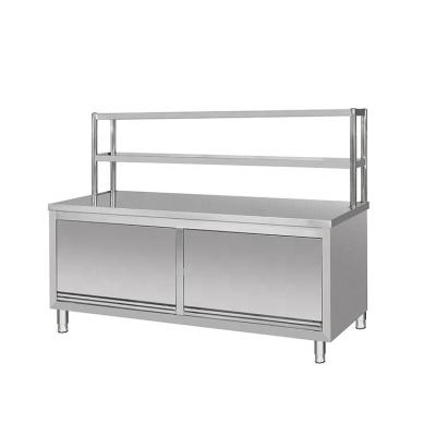 China Desgin modern commercial restaurant hotel stainless steel kitchen table with shelves sideboard for sale