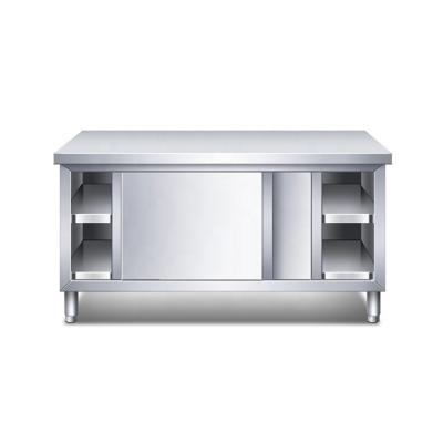 China Easily Cleaned Stainless Steel Sliding Door Prep Metal Storage Cabinet Work Tool Table for sale